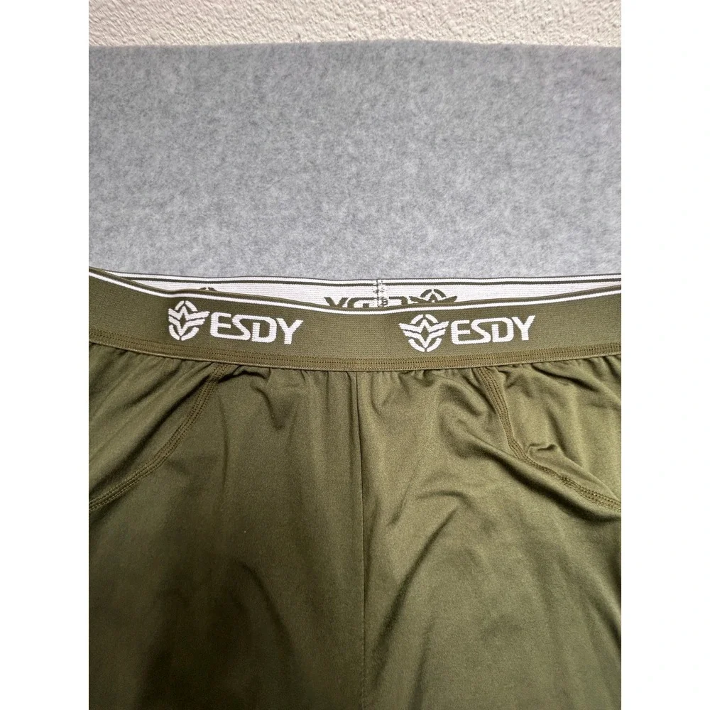 ESDY Mens Tactical Thermal Base Layer Set Olive Green Fleece Lined Large
